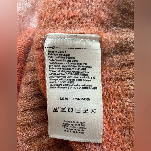 Scotch & Soda Gradient Multicolor Orange Turtleneck Sweater Alpaca Blend Size S - Picture 8 of 9